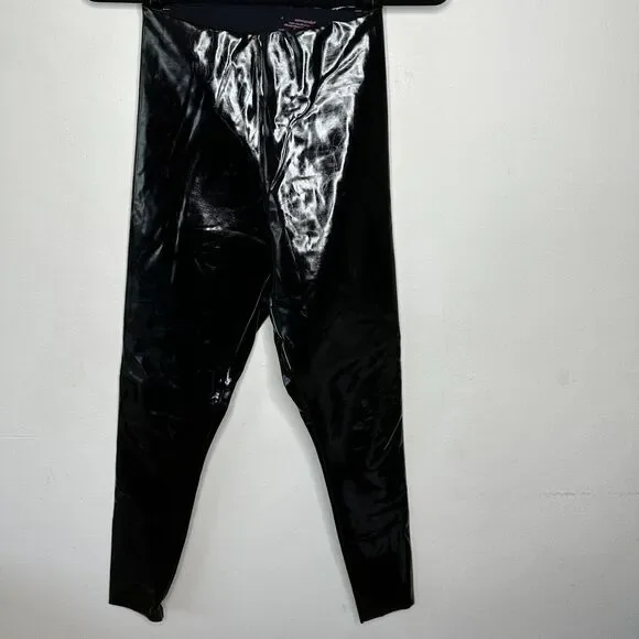 Commando Black Shiny Crackle Faux-Patent Legging High Shine High Rise Stretch SM - Picture 4 of 15